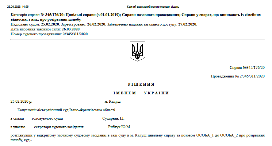 Судове рішення від 25.02.2020 року